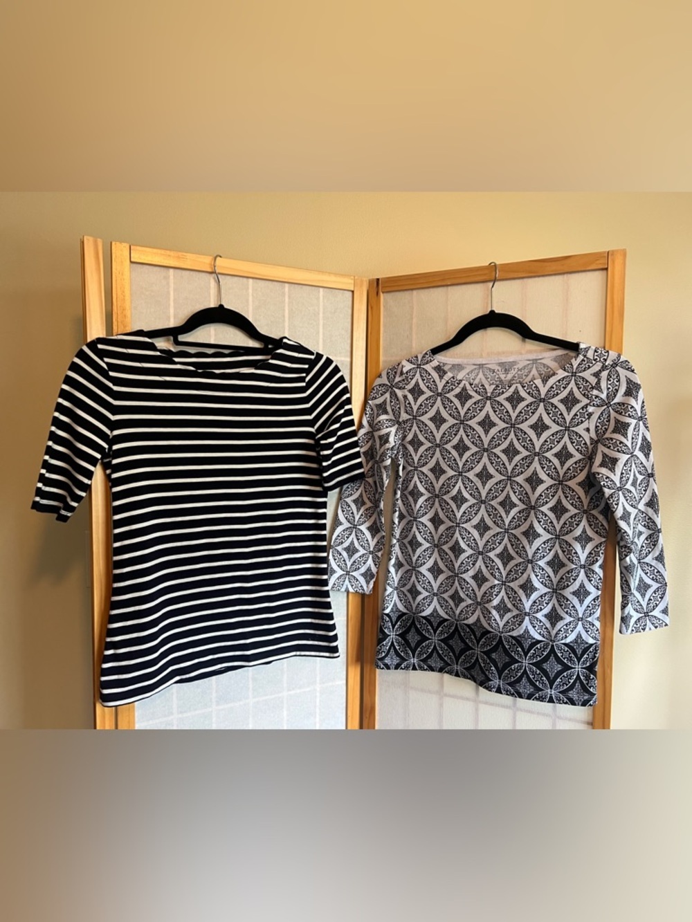 Navy White Striped & Talbots Geometric size Petite 3/4 Sleeve Top Bundle